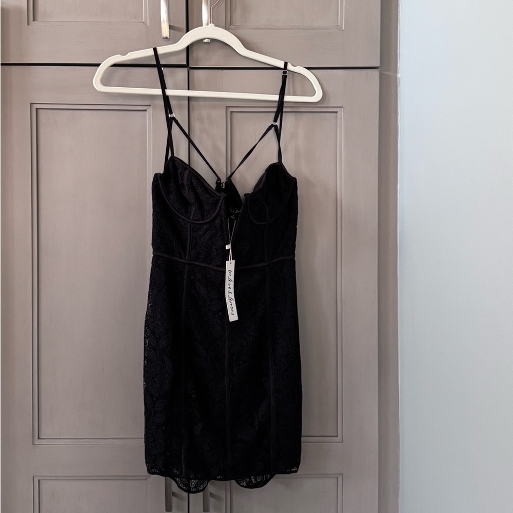 For Love and Lemons black floral lace dress